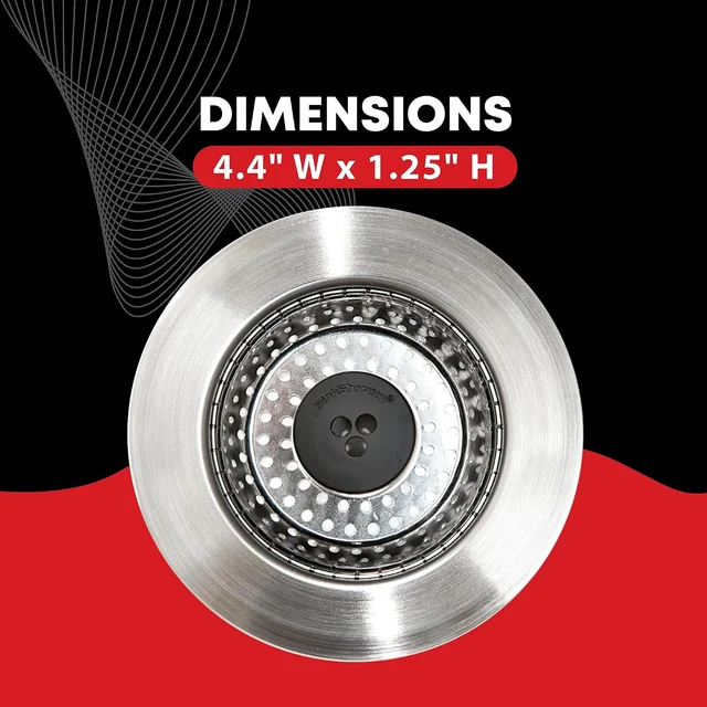 Kitchen SinkShroom + Stopper — strainer dimensions shown by the manufacturer